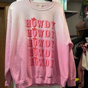 Howdy Pink Ombre crew Sweater